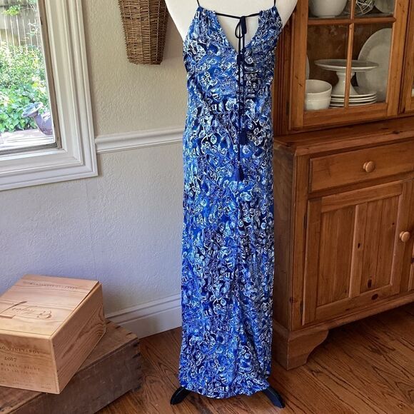 Lucky 🍀 Brand Indigo Floral Boho Maxi Dress Women’s XS - Picture 7 of 12